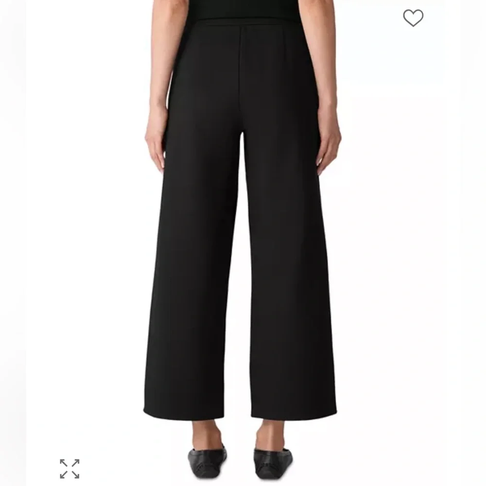 Eileen Fisher Tencel Wide Leg Ankle Pants Black XS Minimalist Lounge Workwear